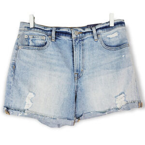 Gap Light Wash Blue High Rise 3" Raw Hem Stretch Distressed Jean Shorts 30P New